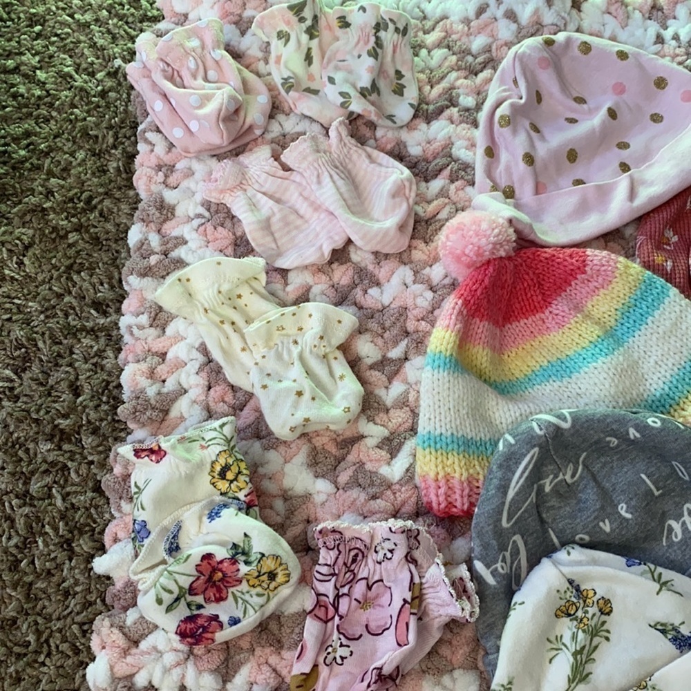 Baby Girl Bundle Mittens, Hats, and Slippers - Picture 7 of 14